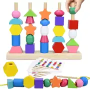 Montessori Toys for 3 4 5 6 Year Old Kid Boys Girls, Wooden Lacing Beads Toy & &