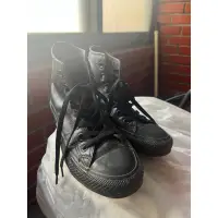 在飛比找蝦皮購物優惠-Converse All Star 全黑荔枝皮高筒帆布鞋