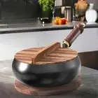 Wok Pan Flat Bottom Sturdy 24cm Traditional Chinese Wok for Induction Gas