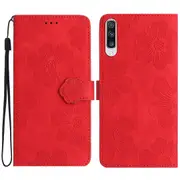 For Samsung Galaxy A50/A50s/A30s Flowers Imprinted Leather Phone Cover Wallet Stand Case with Strap