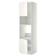 METOD hi cb f oven/micro w 2 drs/shelves, white/Veddinge white, 60x60x220 cm