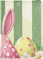 [Amooorous] Easter Day Easter Eggs Floral Rabbit Ears Green Leather decorative Passport Holder Cover Vaccine Card Holder Cover Combo Cute Passport Book Lightweight, Easter day Easter Eggs Floral Rabbit Ears