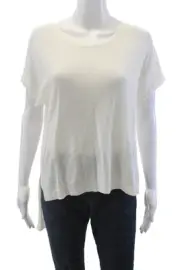 BCBGMAXAZRIA Womens Short Sleeve Scoop Neck Emmaline Shirt White Size Large