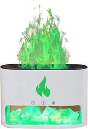 Chesoon Aromatherapy Diffuser Air Humidifier Flame Essential Oil Dispenser Switchable LED Colors Crystal Salts Lamp Decoration Color White