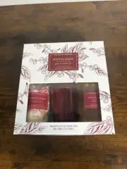 Williams Sonoma NEW Winter Berry 3 piece Votive Candle/Hand Soap/Lotion Gift Set
