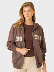 Womens Relaxed Fit Zip Through Hoodie