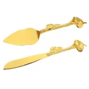 Cake Cutting Set for Wedding, Cake Knife and Server Set for Gift(Foliage）