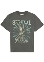 Honor The Gift Spiritual Conflict Printed Cotton T-shirt - Black XL