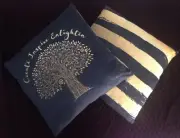 Set of 2 Wisdom Tree Create Inspire Enlighten Cushions 45cm x 45cm Faux Suede