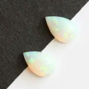 2pc 8x5mm pear 1.07ct Australian opal natural solid white / light opal stones