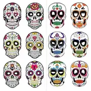 6pcs Mexican Day of the Dead Halloween Paper Masks, Festival Party Decorations, Scary Paper Masks for Halloween and Dia de los Muertos