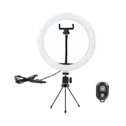 10 Inch LED Ring Light 3 Modes 10 Brightness Adjustable Bluetooth Selfie Ring Li