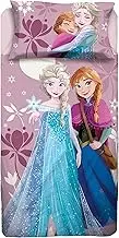 Disney Frozen Single Bed Sheet Single Bed Set, Top Sheet, Fitted Sheet, Pillowcase, Pink, 100% Cotton, Official Product