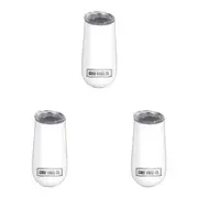 3x Good Vibes Sparkling Travel Cup Double Walled Stainless Steel 175ml Ice White