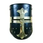 Medieval Knight Armor Crusader Viking Templar Black Helmet with stand Replica