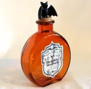 NEW Halloween Potion Bottle, Amber Glass,Bat Cork,Witchy Wanda's Deathly Morsels