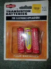 3 Old Batteries Vintage Transistor rayovac AA mint USA battery with packaging