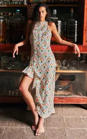 [Agua by Agua Bendita] Gerbera Sabanero Atardecer Linen Maxi Dress