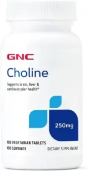 GNC Gluten-Free Choline 250mg Brain & Liver Health Dietary Supplement 100 Tablet