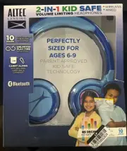 Altec Lansing 2-in-1 Bluetooth & Wired Kid-Safe Volume Limiting Headphones Blue