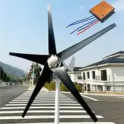 800W / 1000W / 1200W Wind Power Generator 12V / 24V / 48V Home Wind Turbine Generator Kit with MPPT Controller and 5 Black Blades, 2.5m/s Start Wind Speed for Boats, Terraces, Home,800w,48V