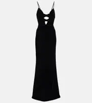 [Alessandra Rich] Alessandra Rich Bow-detail velvet gown AU 6 black
