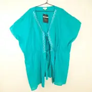 Autograph Kaftan Cover Up Womens Size 26 Green 100% Cotton BNWT RRP - $79.99