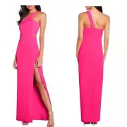 Aidan Mattox One-Shoulder Side Cutout Crepe Column Gown Pink Size 8