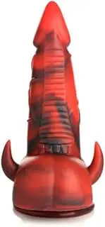Demonic Fantasy Pleasure Device, Red and Black, Textured Design with Horns Sex Toys Vibrator Dildo Vibrater Sex Toysfemale Adult Toy Rabbit Thrusting Dildo Vibrators For Woman Rabbit Toy Thrusting Vibrator