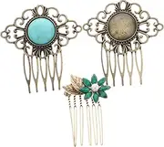 VICASKY Unique Design Hair Combs 3pcs Retro Crystal Hair Combs for Bridesmaids Brides Wedding Vintage French Accessory