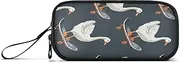 Geese Riding Skateboards Black Pen Box, Zip up Pencil Case, Pencil Box for Girls