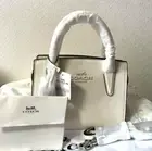 COACH ANDREA CARRY ALL HANDBAG Silver Chalk White CP081 NWT $428 from JAPAN