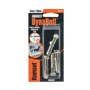4 X Ramset 8 x 40mm DynaBolt Plus Hex Nut Bolt - 4 Pack