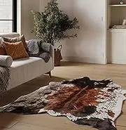 NativeSkins Faux Cowhide Rug – Original Brown (Large) | 4.6ft x 6.6ft | Triple-Layer Support | Ultra-Soft Pile | Hand-Cut, Faux Suede No-Slip Backing | Western Rug | Cow Hide Animal Print