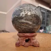 364g Natural Green crystals and chalcopyrite coexist Sphere Quartz Ball Healing