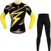 [WOSAWE] Mens Cycling Jersey Shirt Long Sleeves Breathable 4D Padded Pants