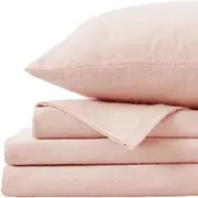 Flannelette Sheets Single Double Queen King Cotton Pillow Case Standard - Rose Pink