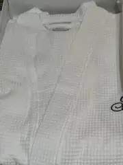 NEW LUXOR LINENS Egyptian Cotton White His Waffle Weave Robe One Size A5