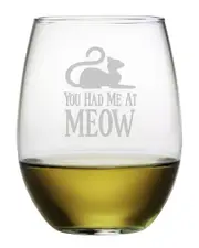 Susquehanna Glass You Had Me At Meow Set of Four 21oz Stemless Tumblers