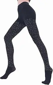 [CharnmRose] Sparkly Tights for Women Opaque Pantyhose Stockings with Rhinestone Thick Tights