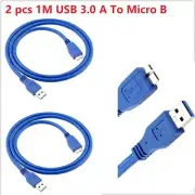 2XPremium Micro USB 3.0 Cable Hard Disk A to Micro B Cord Data High Speed Galaxy