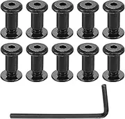uxcell 10 Sets Screw Post, Male M4x4mm Stainless Steel Screw Rivets, Female 5x8 Hex Drive Binding Screws Belt Buckle Binding Bolts Leather Fastener with 1Pcs Wrench, Black