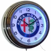 16" Alfa Romeo Automobiles Neon Clock Garage Man Cave Decor (Blue)