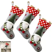 3pcs Faceless Doll Christmas Stockings Christmas Gift Candy Bag Pendant Socks for Christmas Decorations-Gray