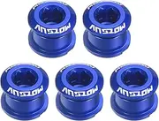 uxcell 5pcs Single Chain Ring Bolts M8 Aluminum Alloy Bicycle Crankset Nuts Chainwheel Screw for Road Bike Mountain Bike, Blue