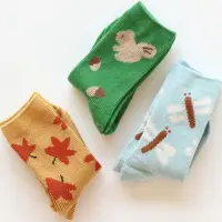 在飛比找momo購物網優惠-【韓國 KOKACHARM】森林朋友插畫兒童大童短襪3雙組(