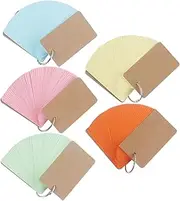 Homoyoyo 5pcs Blank Flashcards with Binder Rings Portable Study Cards for Vocabulary and Notes for School Office and Daily Reminders