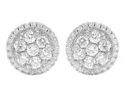 10k Flower Cluster Round Real Diamond Studs Earring 0.85CT 9MM