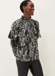 Phase Eight Daphne Floral Frill Women's Ruffle Blouse UK 10 RRP £85