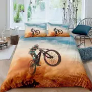 v5571 Bed Sheets Bicycle Rider Duvet Cover Mountain Bike Pattern Bedding Set for Kids Girls Bed Sheets IU5571
